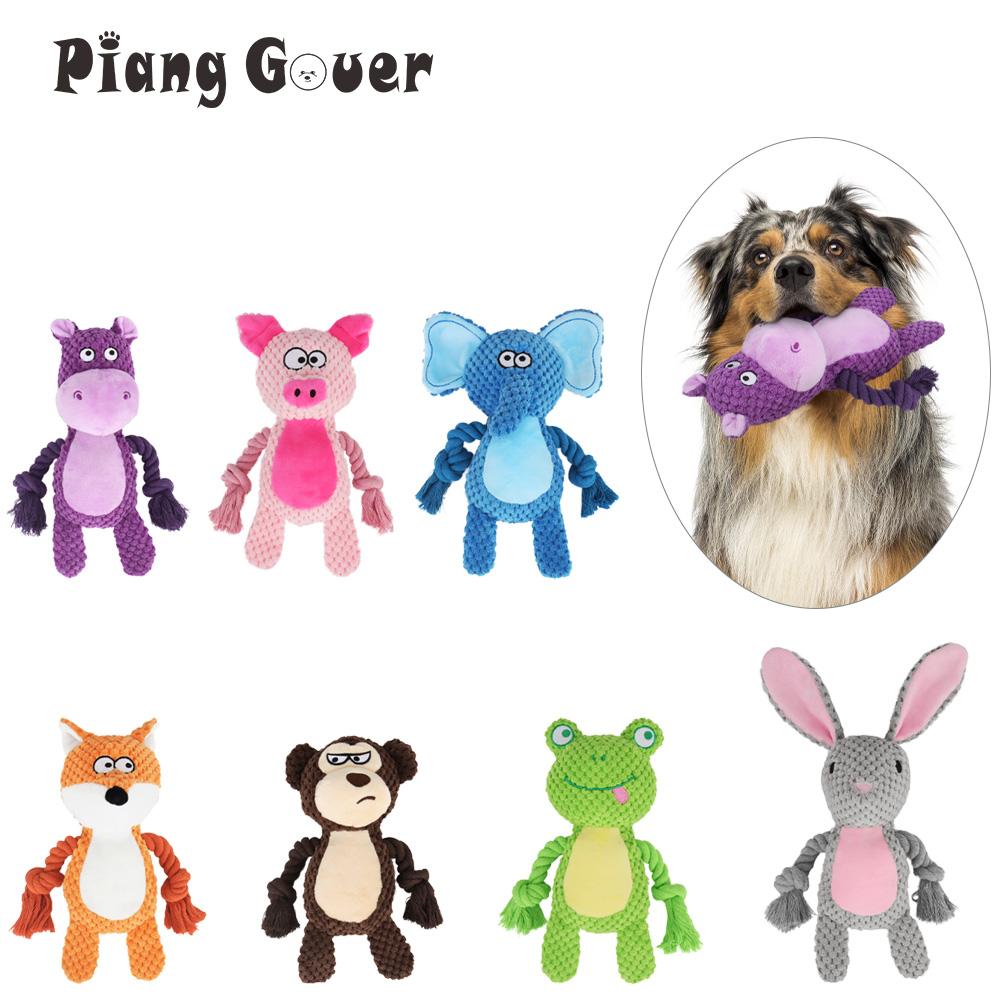 Cute Animal Rope Dog Toy Cute Plush Puppy Chew Pet Squeak Knot Toy Cartoon Rabbit Monkey