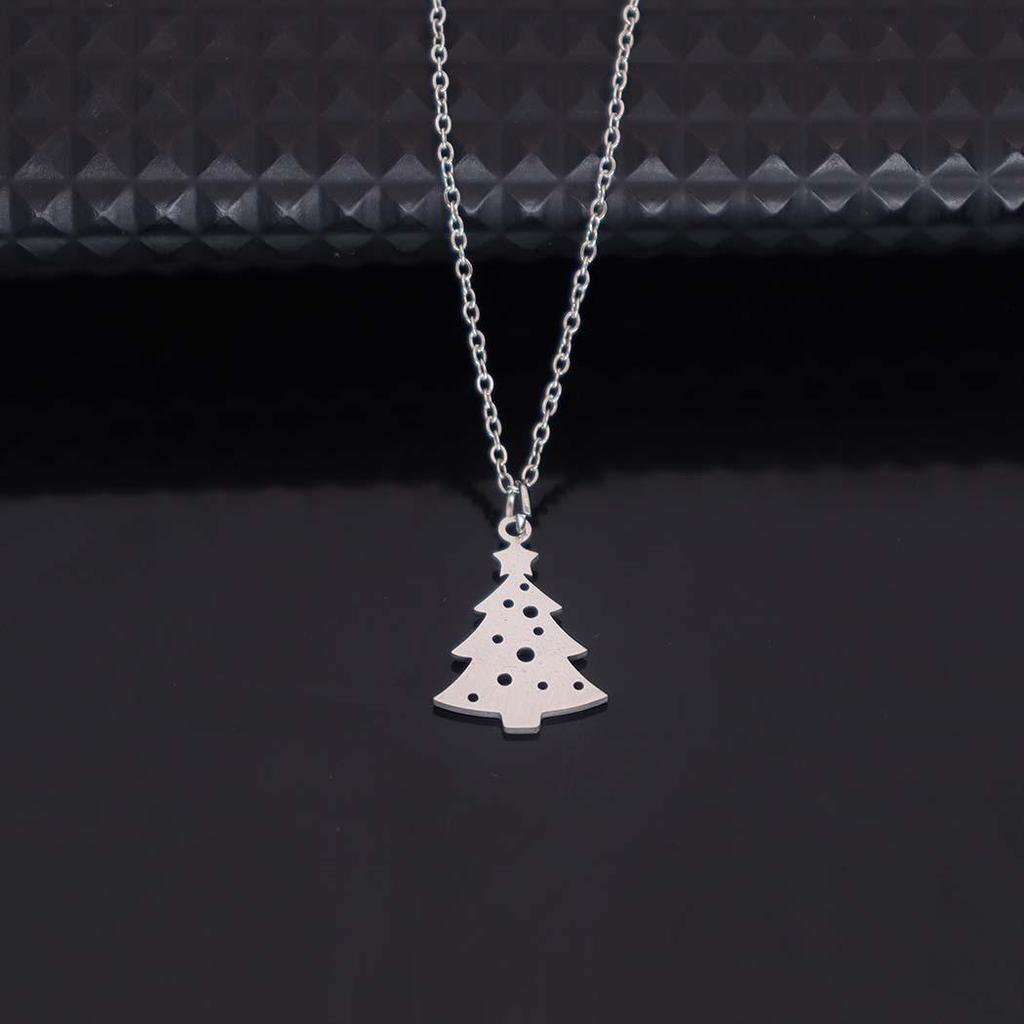 Hot-Selling Luxury Christmas Tree Necklace for Women - Stainless Steel, Perfect New Year Gift