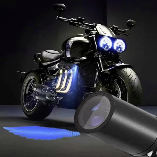 1 Pair LED Motorcycle Projector Lights Universal Angel Wing Logo Shadow Light Waterproof Motorbike Floodlight for Moto Lovers Gift