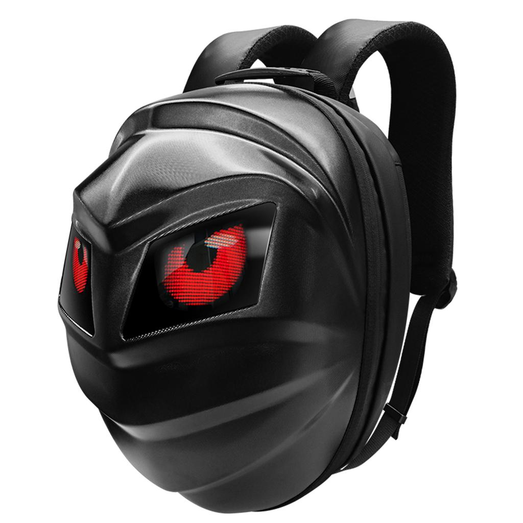 Motorcycle LED Helmet Backpack with Smart DIY Display High Brightness Night Security Expandable USB Powered Rainproof