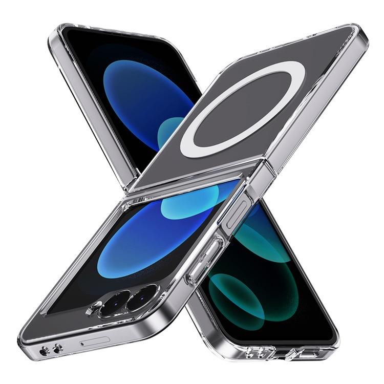 Applicable To Samsung Zflip1 Transparent Magnetic Mobile Phone Case PC Folding Screen Zfold1 Anti-drop Protective Case Hard Case Customization