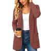 Women's Cardigan Color Long Sleeve with Pockets for Casual Wear