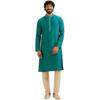 Manyavar Men's Viscose Blend Jacquard Embroidered Kurta Pyjama Set (Green,S)