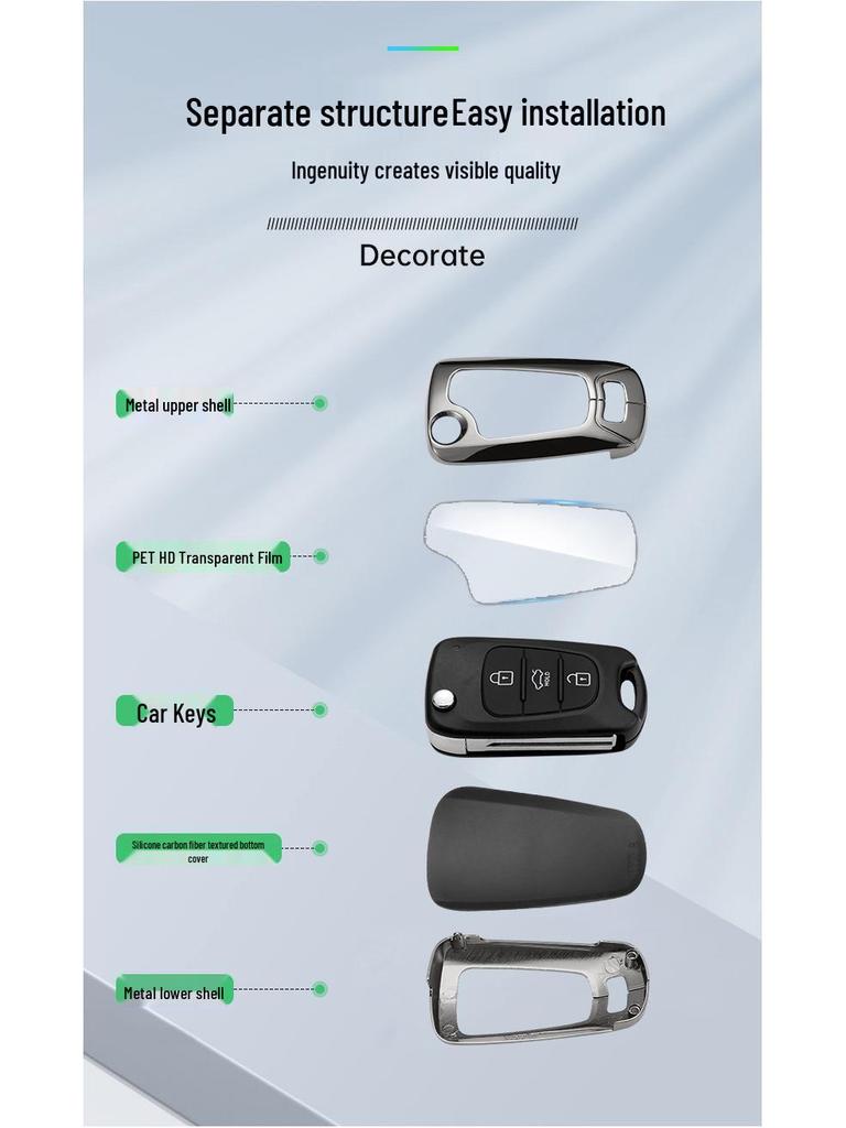 Keychain Cover for 2011/2014/2015 Hyundai Reina, Elantra, Reyland, Langdong Models with Folding Bag