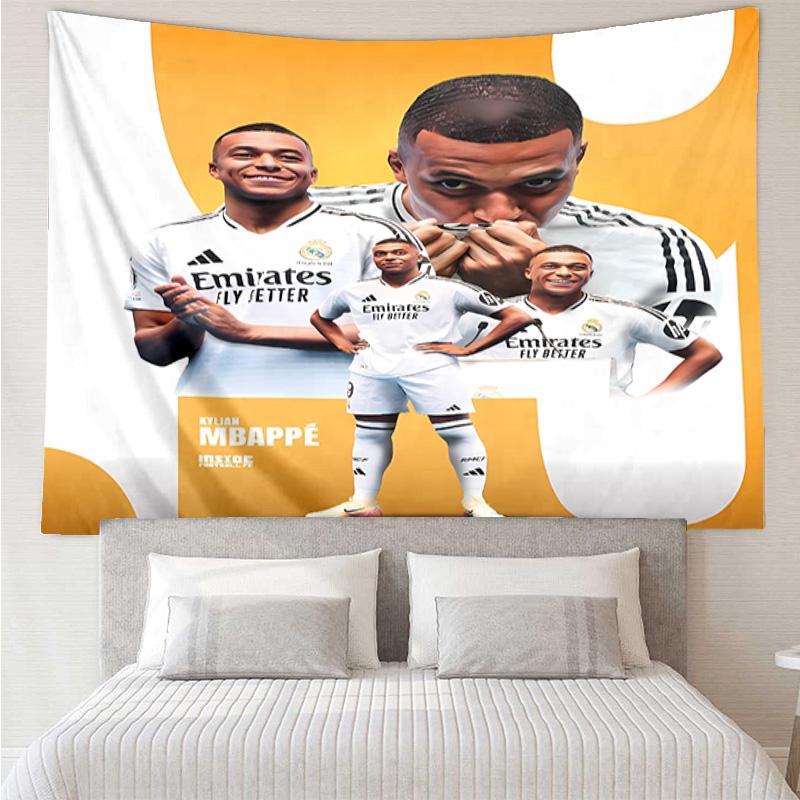 Kylian Mbappé Tapestry for Bedroom Aesthetic Classroom Tapestries Wall Hanging for Living Room Dorm Office,Ideal Creative Gift