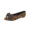 Single shoes women's 2025 spring new fashion flat pointed shoes leopard print women's flat shoes black beige