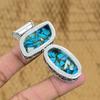 Sterling Silver Copper Blue Turquoise Gemstone Vintage Art Deco Pendant Jewelry
