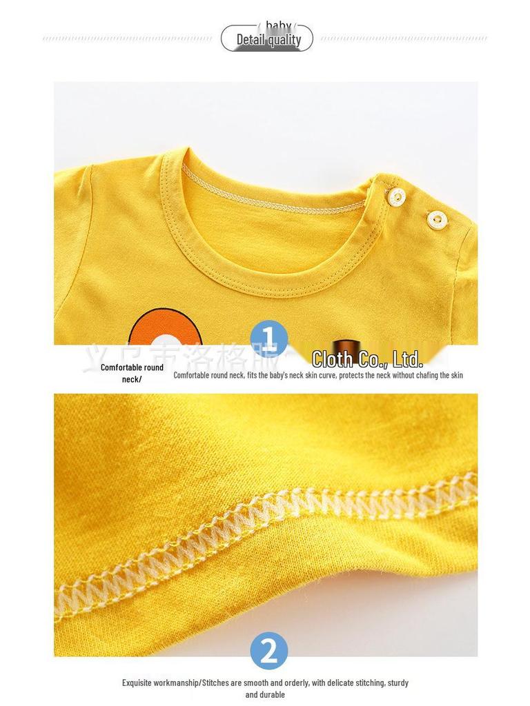 Kids' Summer Cotton Two-Piece Set: Cartoon Short Sleeve & Shorts for Toddlers