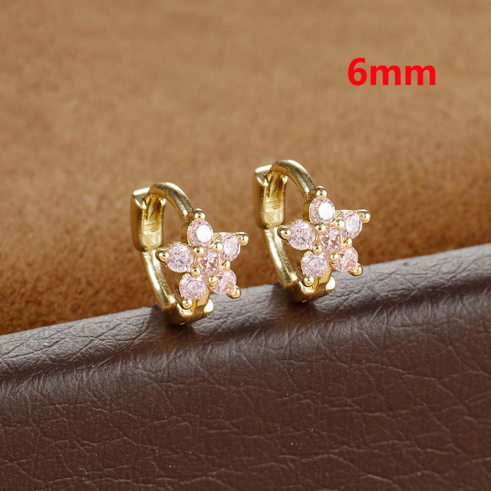 2 Stück Huggies Creolen für Damen Einfach Edelstahl Kleiner Kristall Zirkonia Knorpel Blume Ohrringe Piercing Schmuck