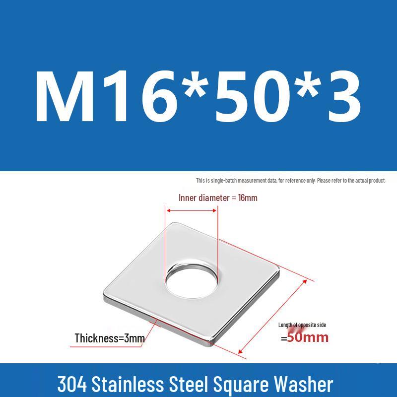 304 Stainless Steel Thickened Square Washer for Curtain Wall (M4-M16)