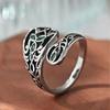 Elegant Adjustable Green Marble Leaf Ring Vintage Spoon Designs Jewelry Alloy Bohemian Thumb Ring For Women Gift