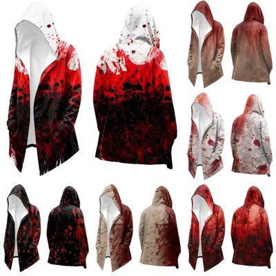 Men's Casual Printed Loose Fit Hooded Sweater Cardigan for Everyday Wear