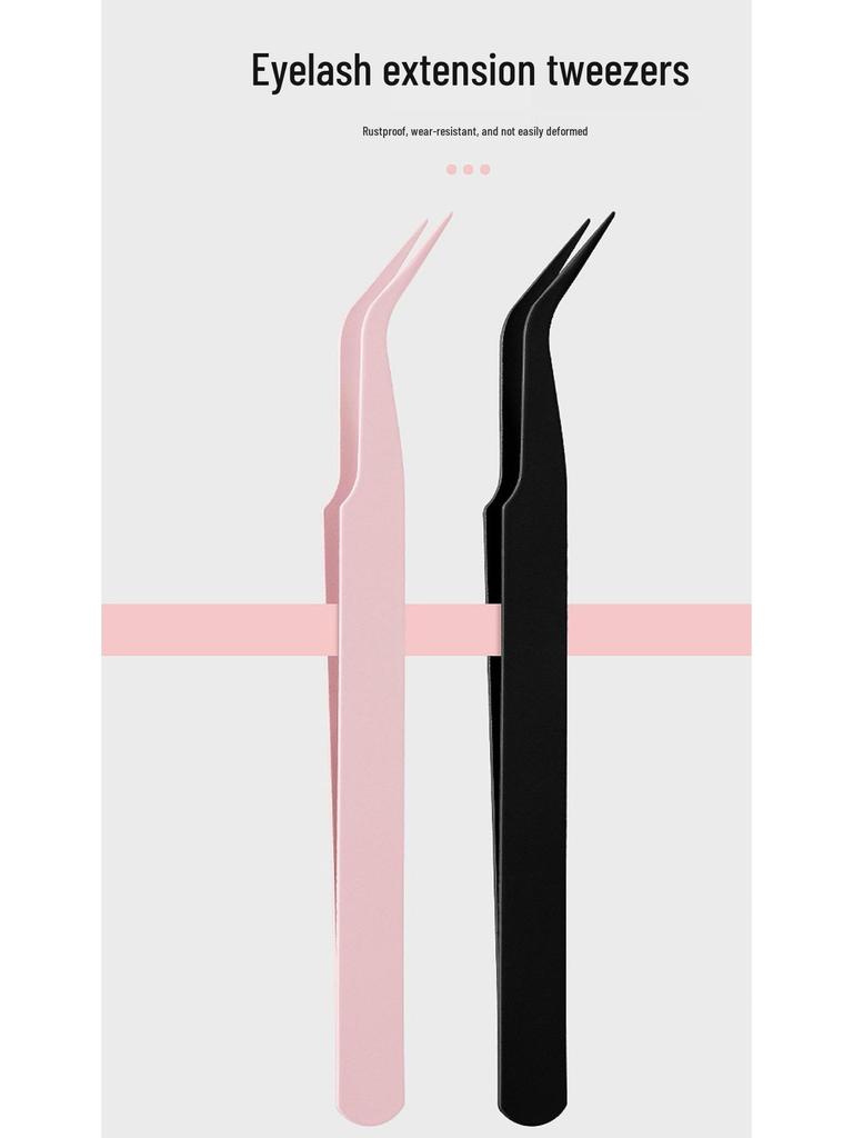 Golden Feather Colored Stainless Steel Precision Tweezers for False Eyelashes with Curved Tip