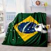 Brazilian Flag Artwork Blanket Flannel Blanket for Bed, Sofa, Camping, Hiking, Picnic Essentials, Gift for Family Fan Gifts