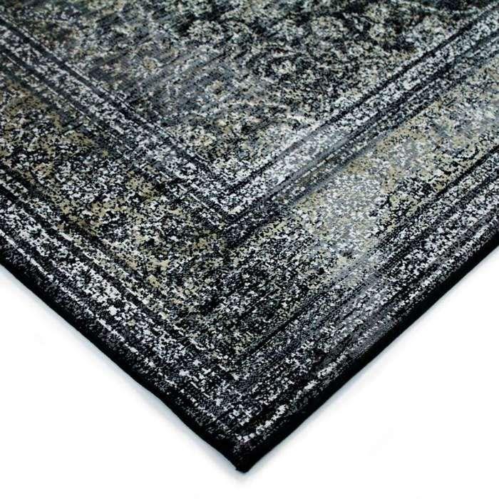 Wohnzimmerteppich aus Viskose mit Vintage-Medaillonmuster grau 160x230