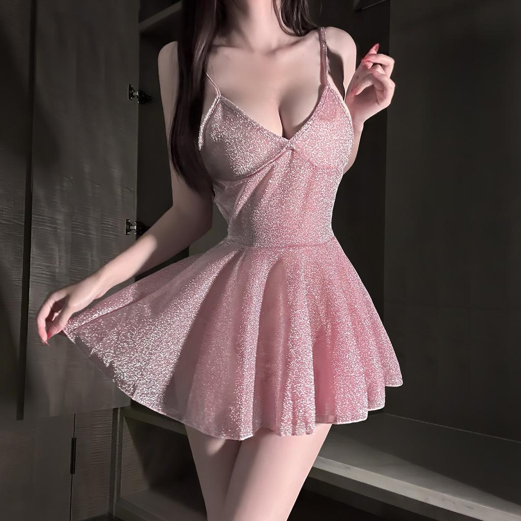 Sex Lingerie Women's Shiny Uniform Suspender Dress Seduction Free Sexy Suit