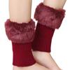 Women Leg Warmers Winter Autumn Lady Crochet Knitted Turn-over Fur Trim Leg Boat Socks Thick Boot Cuffs Toppers Foot Cover Warm