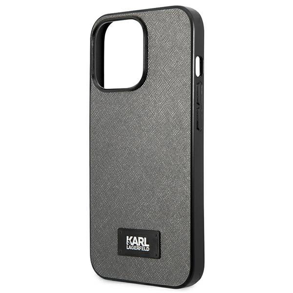 Etui Do iPhone 13 Pro Max Karl Lagerfeld Saffiano Plaque Srebrne