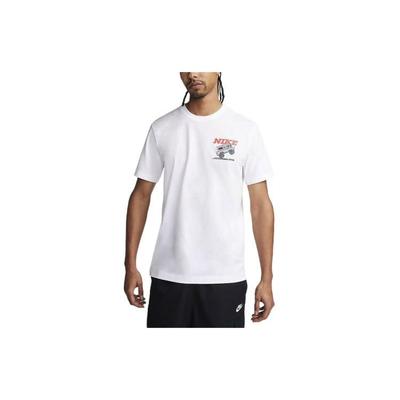 Sportbekleidung Buchstabenmuster Aufdruck Gerippter Rundhalsausschnitt Kurzarm T-Shirt Herren Oberteile Weiß FQ3764-100