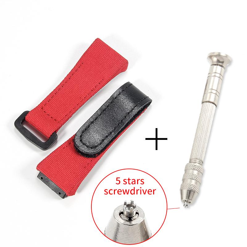 For Richard Mille Nylon Canvas 25mm 4 Stars Screwdriver Anti-Allergy Watchbands RM50 53 Series Replace Convenient Watch Strap