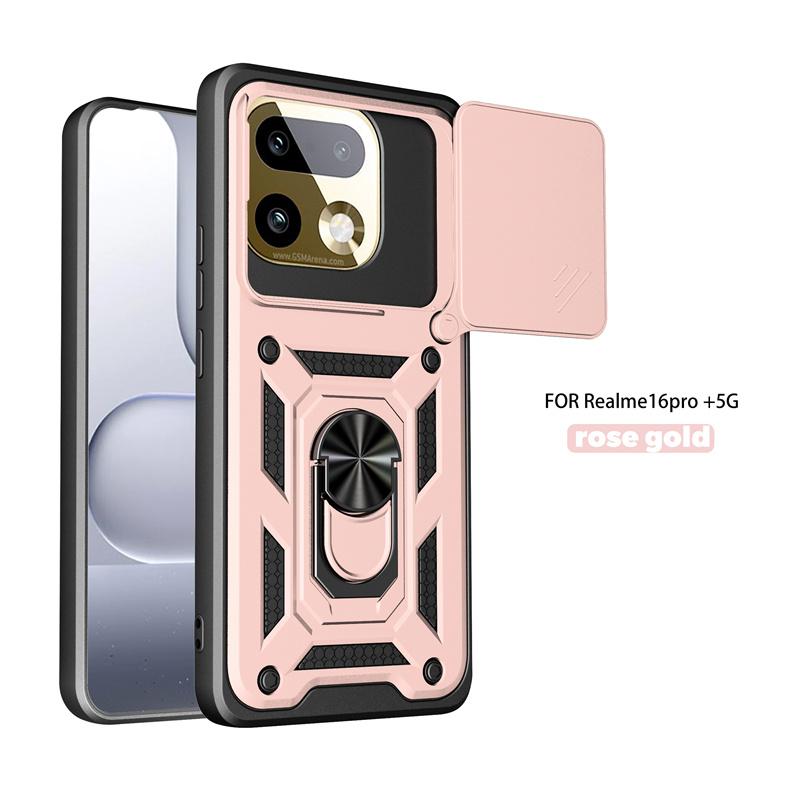 

Shockproof Armor Phone Case For OPPO Realme 16 Pro+ Plus 5G Slide Camera Protector Ring Stand Back Cover For Realme16 Pro Funda For Realme 16 5G