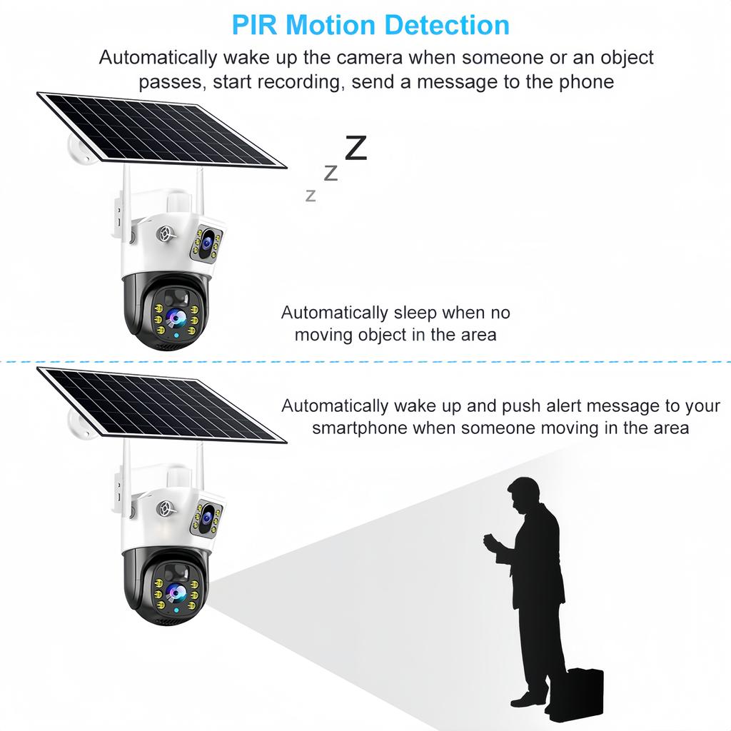 4K 8MP 4G SIM Card Built-in Battery Solar Outdoor CCTV Surveillance PTZ Waterproof Humanoid PIR Auto-tracking Camera