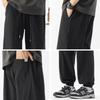Izzueit Men's Cotton Drawstring Loose Straight Ankle Pants