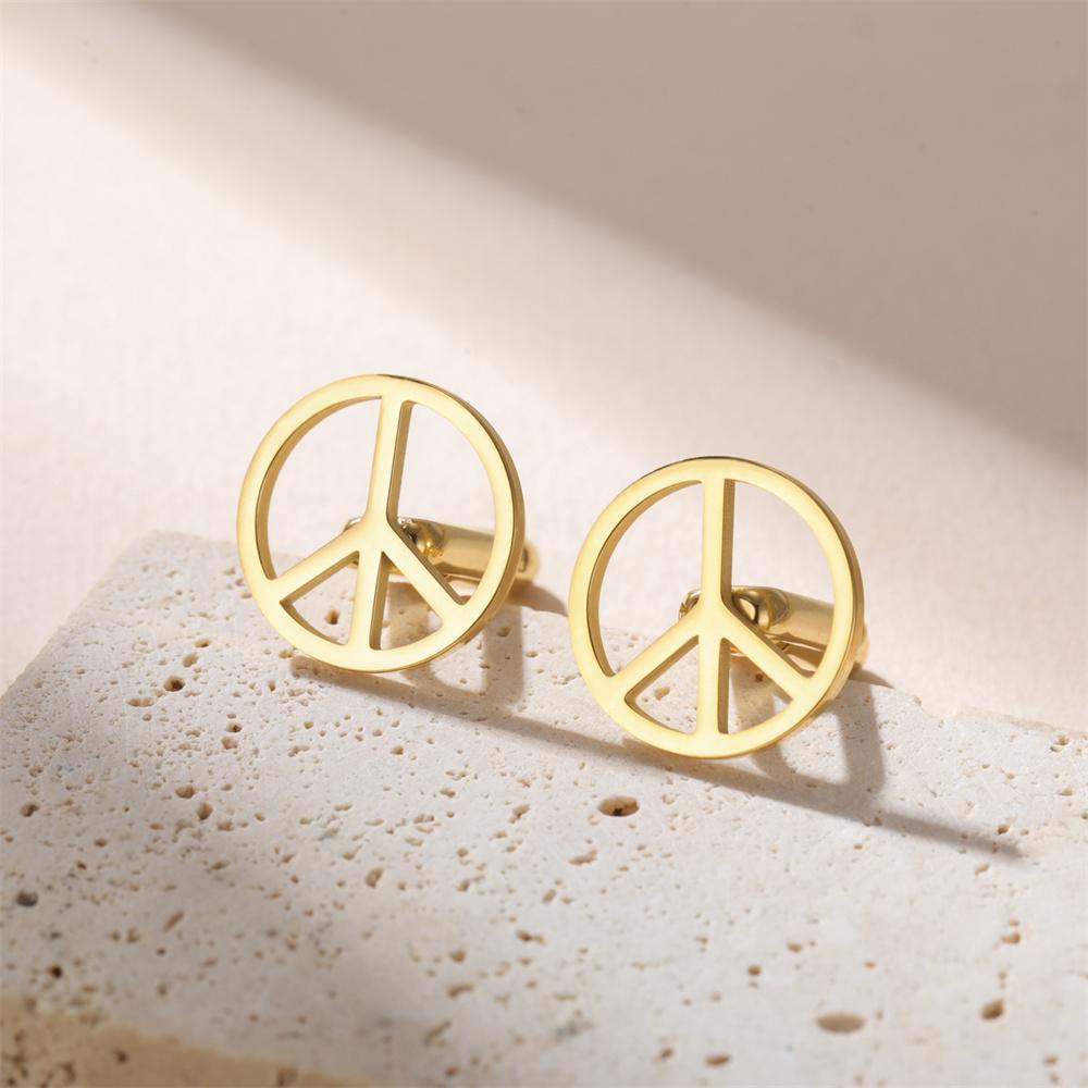 My Shape Peace Sign Cufflinks Stainless Steel Cufflinks Men Classic Cuff Buttons Wedding Business Shirt Suits Fashion Jewelry