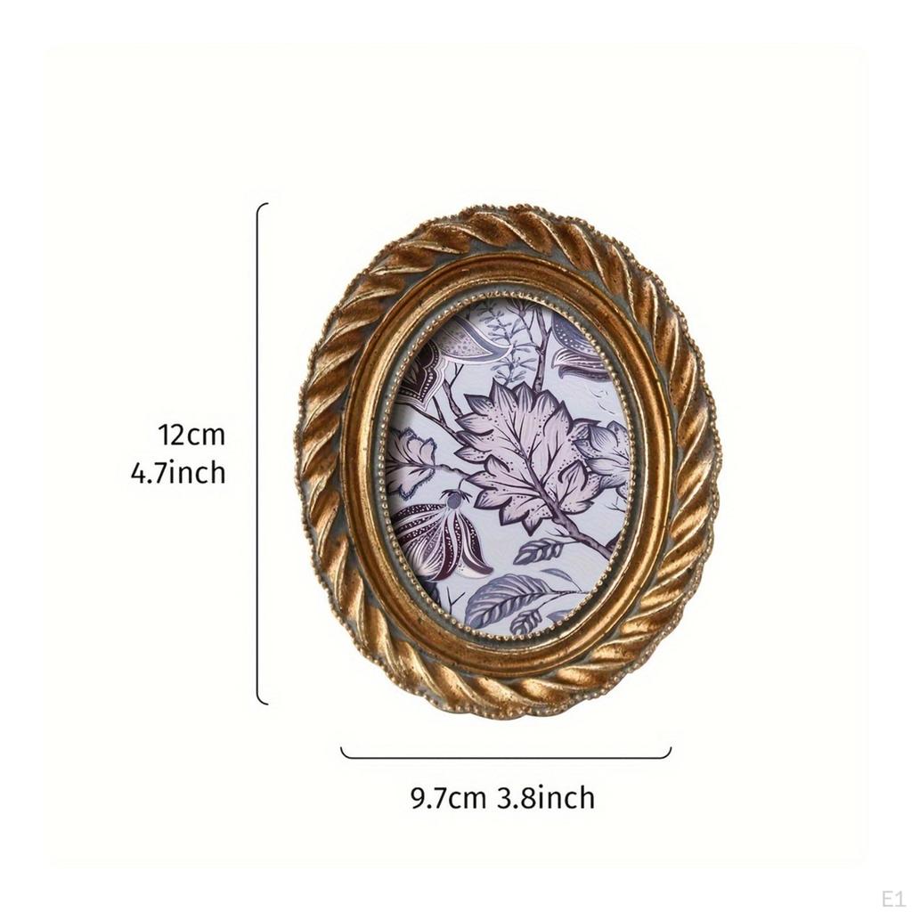 Oval Picture Frame Vintage Photo Ornate for Vanity, Shelf, Bedside Table