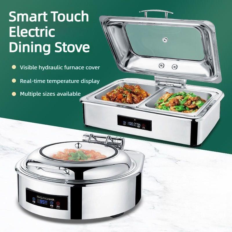 Hydraulic Flip Stainless Steel Buffet Stove Touch Control Electric Heating Breakfast Stove Hotel High-end Buffet Insulated Stove