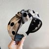 Summer European and American retro wide-brimmed polka-dot mesh headband women's bow high skull top wash face widened headband hair accessories