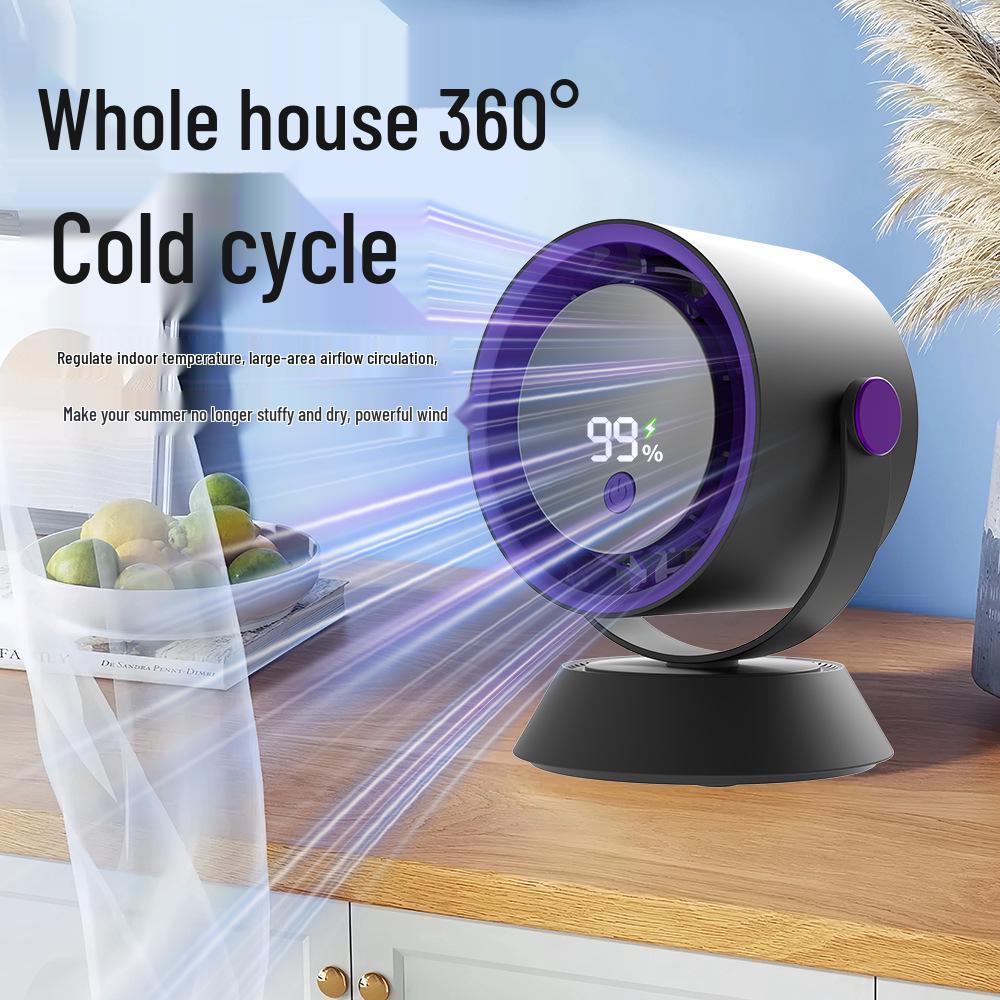 Compact Wall-Mounted Smart Fan with Digital Display, High-Speed Air Circulation, and Rechargeable Battery for Office and Home Use.