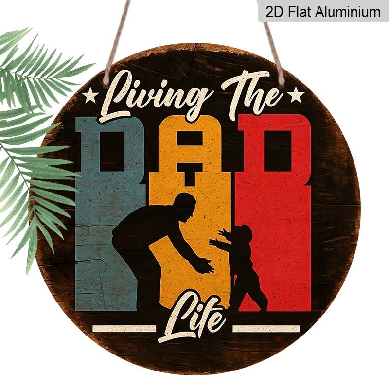 

2D Flat Father s Day Themed Aluminum Decorative Signs and Plaques in Various Sizes. The Retro Father-son Silhouette Is An Ideal Choice for Home 7.87×7.87inch