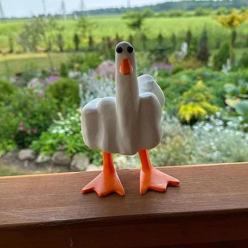 Cute Middle Finger Ducks Creative Design Resin Craft Duck Figurines Fuuny Household Decoration Statue Office Desk Ornament