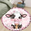 Cow Print Round Carpet - Cow Cow Skin Rug Suitable for Bedroom, Living Room - Soft Non-Slip Small Round Mat for Room,, Farmhouse Decor