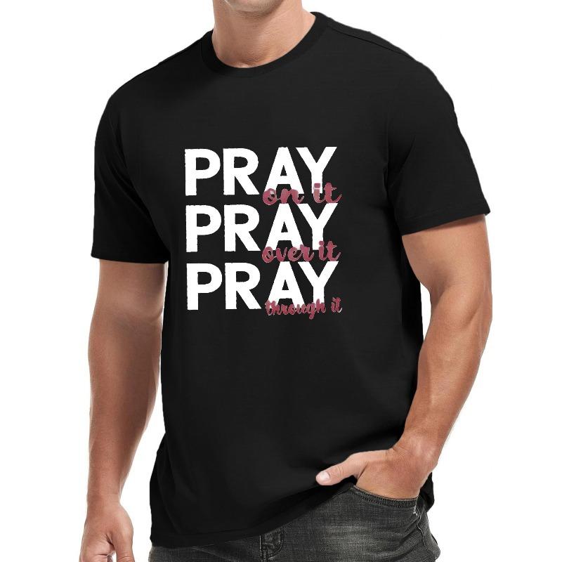 PRAY PRAY PRAY Herren Kurzarm T-Shirts Sommer Sport Lässig Oberteile Rundhals, Entspannte Passform, Oversized, Coo