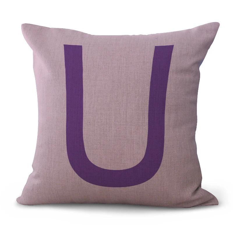 Simple Pure Color English Alphabet throw pillow cover with short plush print for living room sofa decoration cushion cover