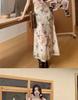 Butterfly Floral French Camisole Dress: V-Neck, Slim Fit, Cinched Waist, Bodycon Long Dress - Perfect for Summer Vacation.