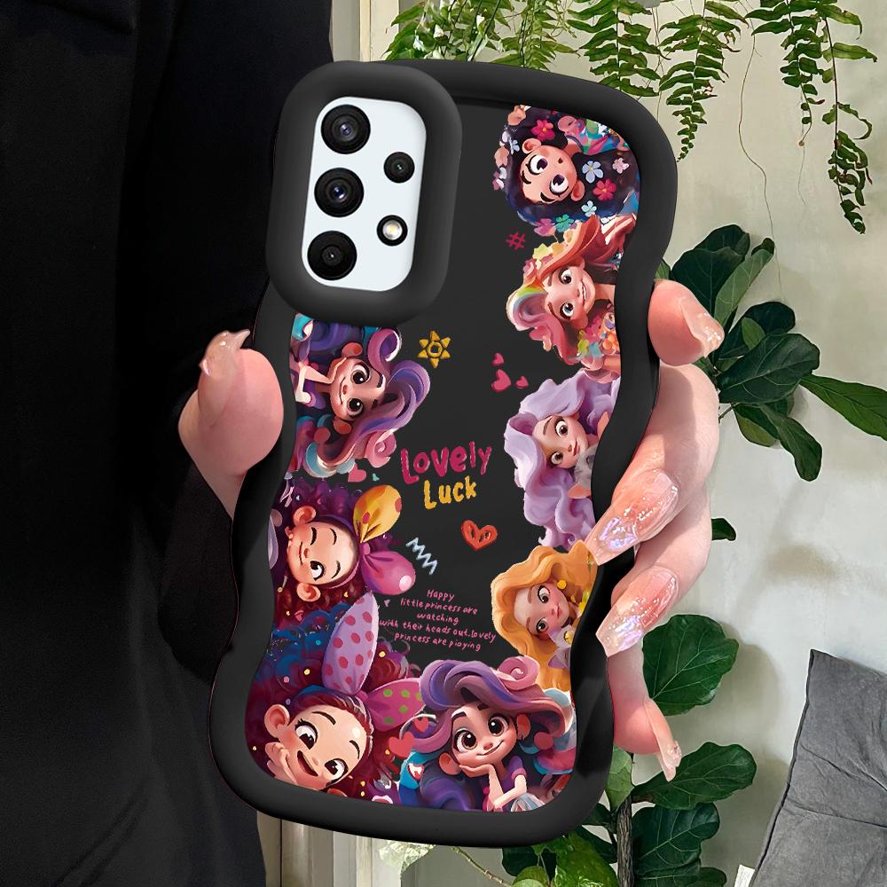 

Окрашенный узор Big Wave Edge Мягкий силиконовый материал Macaron чехол для телефона противоударный защитный резиновый чехол для Samsung Xiaomi Poco Redmi Samsung M13 чёрный