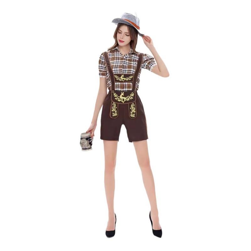 Plaid Overalls Set Ding Dong Clothing Bottom Shirt