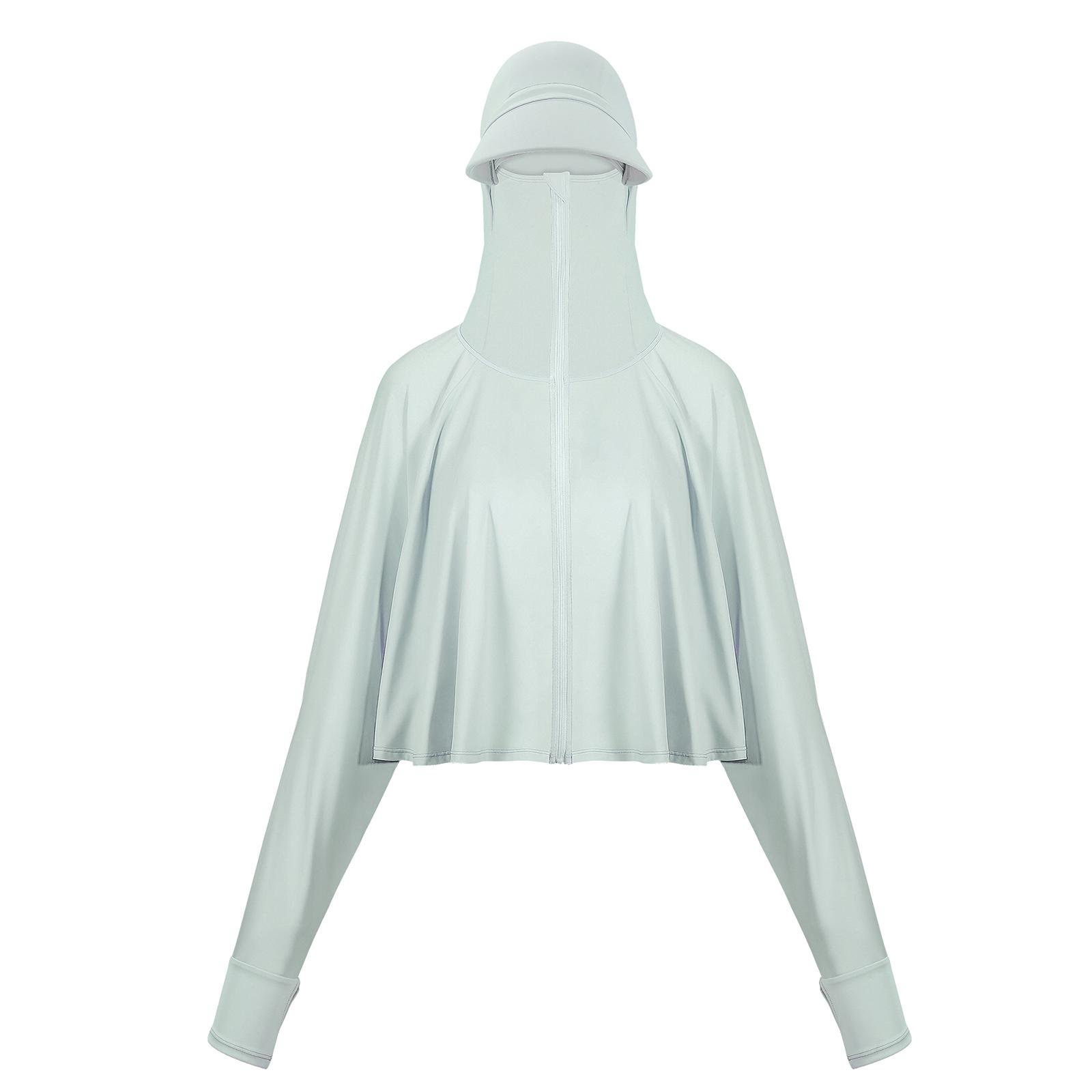 Vêtements de protection solaire   IceSilk   Manches longues   Protection Respirant Extérieur Pêche Course à pied Sports Hoodie de protection solaire Vêtements de protection solaire Green-L white