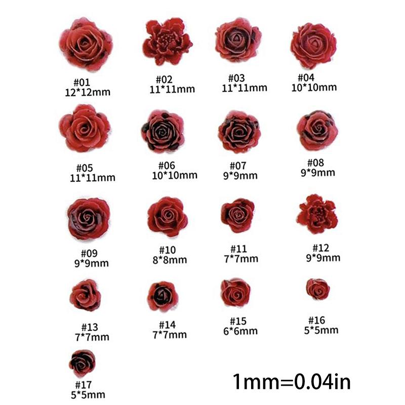 

{Summer2} Mixed Wine Red Rose Nail Art Charms 3D Retro Resin Luminous Flowers Nail Decorations Accessories For Nails DIY Salon