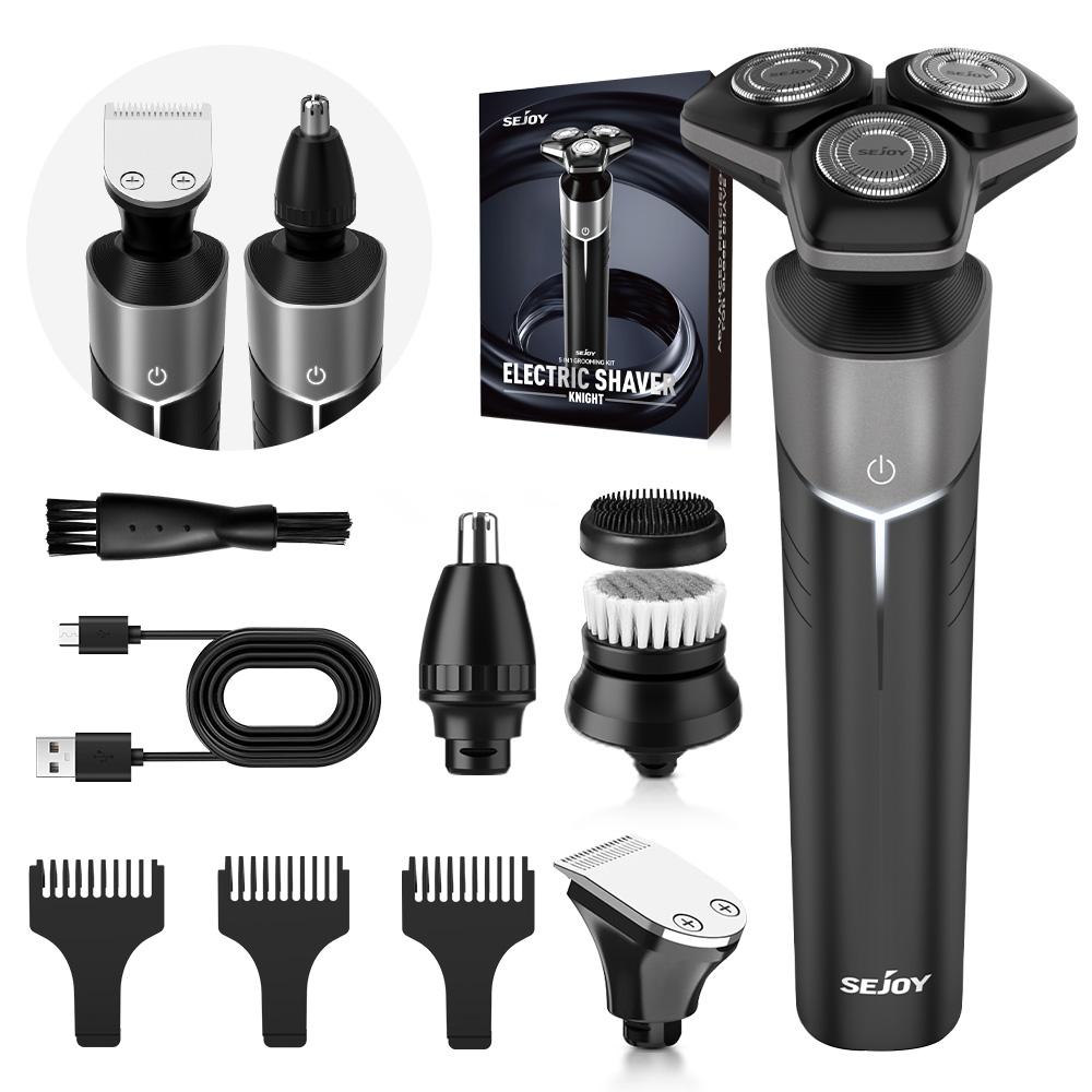 

SEJOY Электробритва 5-в-1 Роторная для бороды USB Перезаряжаемый Триммер для бороды Триммер для носа Беспроводная