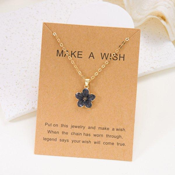 New Flower Pendant Necklace for Women Romantic Cherry Blossom Gold Color Metal Chain Choker Party Wedding Neck Jewelry