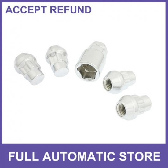 FOUR M12 x 15 Car Racing 5 Point End Wheel Tuner Lug Nuts Silver Tone Universal