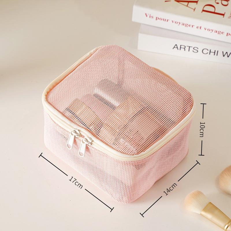 1 3Pcs Makeup Bag Mesh Handbag Portable Cosmetic Organizer Zipper Storage Pouch for Travel Purse and Lipstick