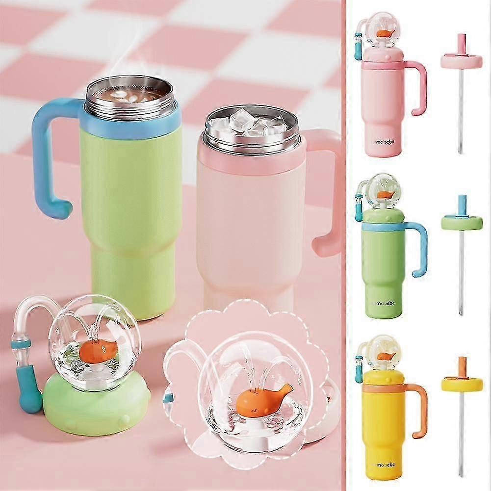 Wal-Springbrunnen-Becher aus Edelstahl mit Griff und zwei Deckeln
