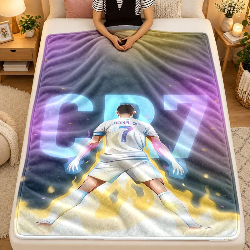 Flannel BlanketCristiano Ronaldo Warm Soft Throw Blanket for Indoor Sofa Bed Living Room Use