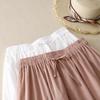 Summer Artistic Loose Splicing Lace Lace Elastic Waist Skirt Women Medium Long