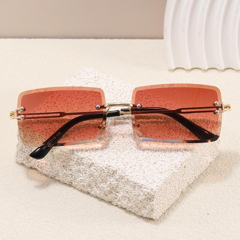 Square Shape Sunglasses For Women Rimless Cut Edge Anti-Glare Men Sun Glass European American Sunglasses Woman